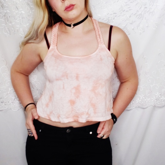 Mudd Tops - 3/$24 Mudd Tie Dye Braided Double Strap Crop Top